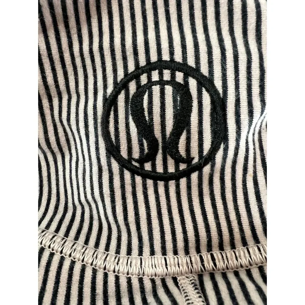 Lululemon Run Go The Distance Pink Black Stripe Front Zip LS Scuba Hoodie 6 S M